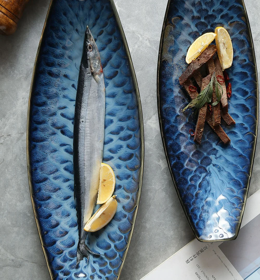 Creative Japanese Ceramic Dish Fish Plate Special Tableware Boat 