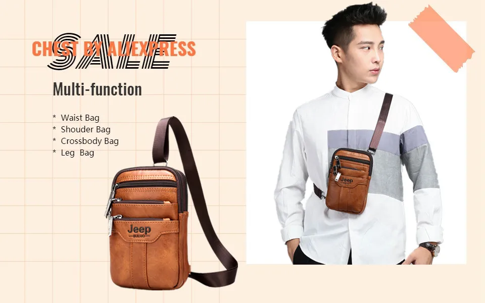 JEEP BULUO Big Brand Men Sling Bag Fashion Casual Leather Chest Waist Bag Crossbody Daypacks For College Teenagers New JEEP BULUO Big Brand Men Sling Bag Fashion Casual Leather Chest Waist Bag Crossbody Daypacks For College Teenagers New