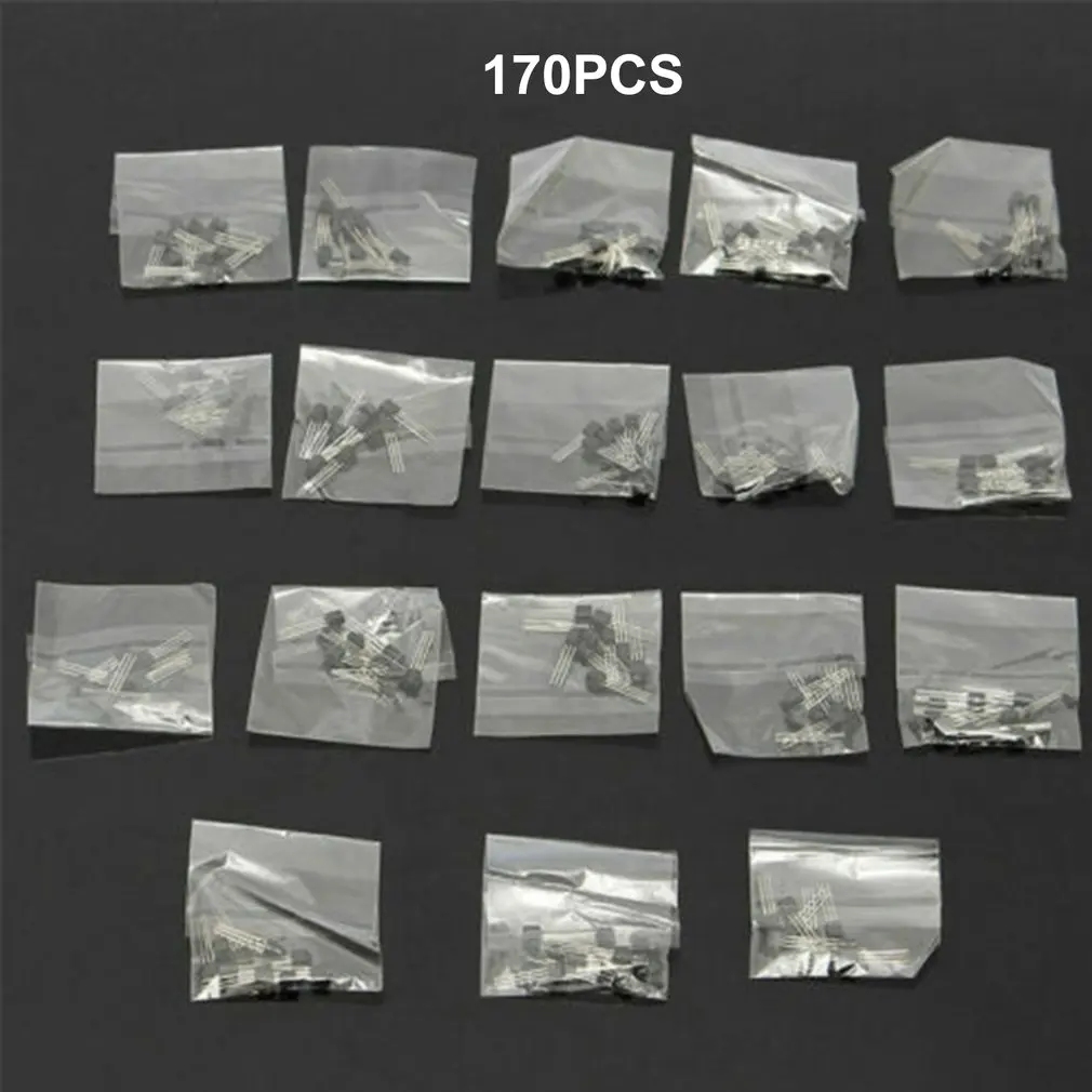 

170pcs 17-Value Triode Bipolar Transistor TO-92 NPN PNP Assortment Kit Set S9012 S9013 S9014 S9015 S9018 A1015 C1815