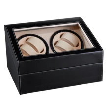 Черная Автоматическая коробка для намотки часов из искусственной кожи часы коробка с подзаводом коллекция дисплей двойной головкой Бесшумный Мотор коробка