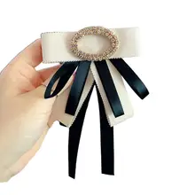 Прямая поставка и унисекс многослойная контрастная цветная лента галстук-бабочка стразы пряжка брошь на воротник булавка Nov.20