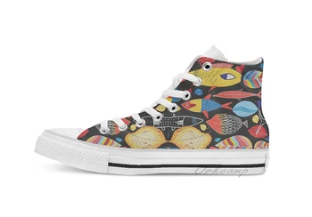 

Beautiful autumn pattern of leaves and fish High Top Canvas flat Casual Custom Design shoes Drop Shipping