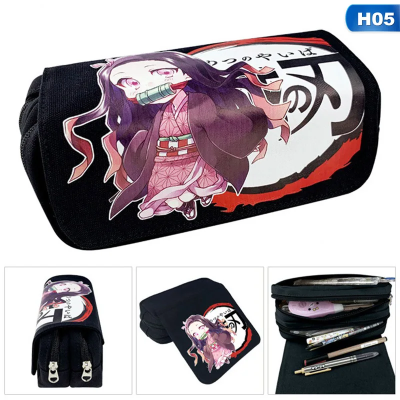Demon Slayer: Kimetsu No Yaiba Kamado Nezuko Tanjirou косплей Холст Ручка Карандаш Чехол канцелярские принадлежности на молнии подарочная коробка - Цвет: H05