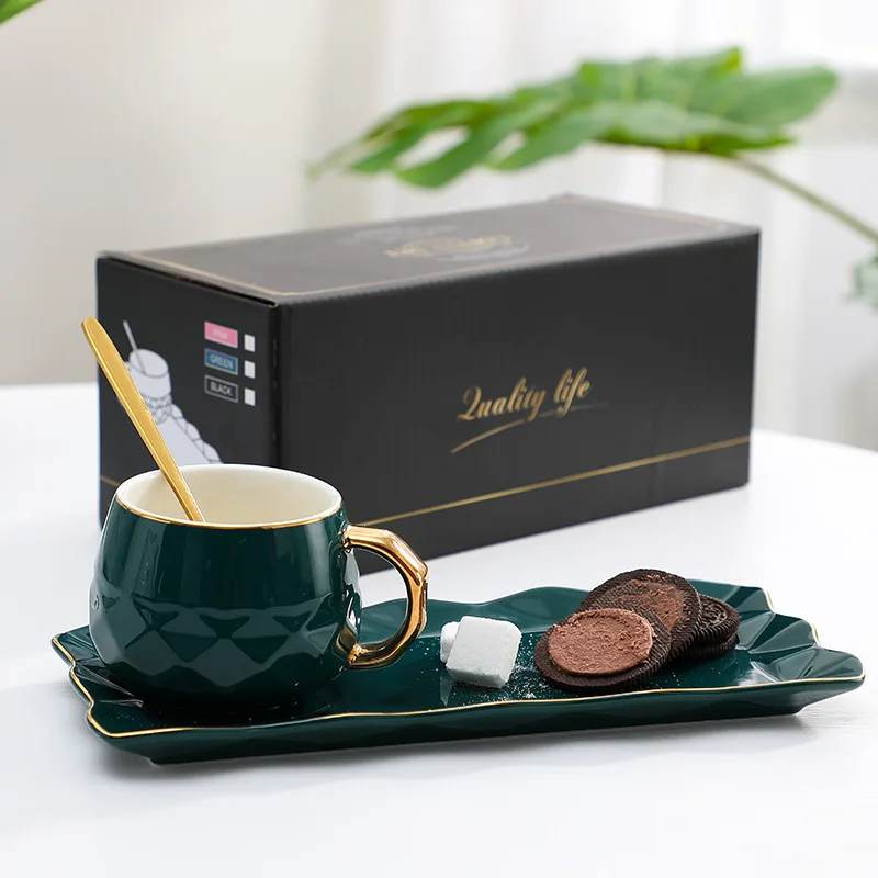 

Ceramic Mug Lovers Coffee Mug Creative Personality Business Gift Water Mug Set with Saucer with Spoon