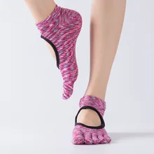 Дышащие Для женщин Йога носки противоскользящие носки с пальцами, с низким вырезом на спине нескользящие 5 носков носки балет тренажерный зал Фитнес спортивные хлопковые носки