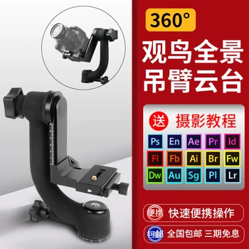 

360 degree panoramic shooting of bird watching on the cantilever of crane arm platform