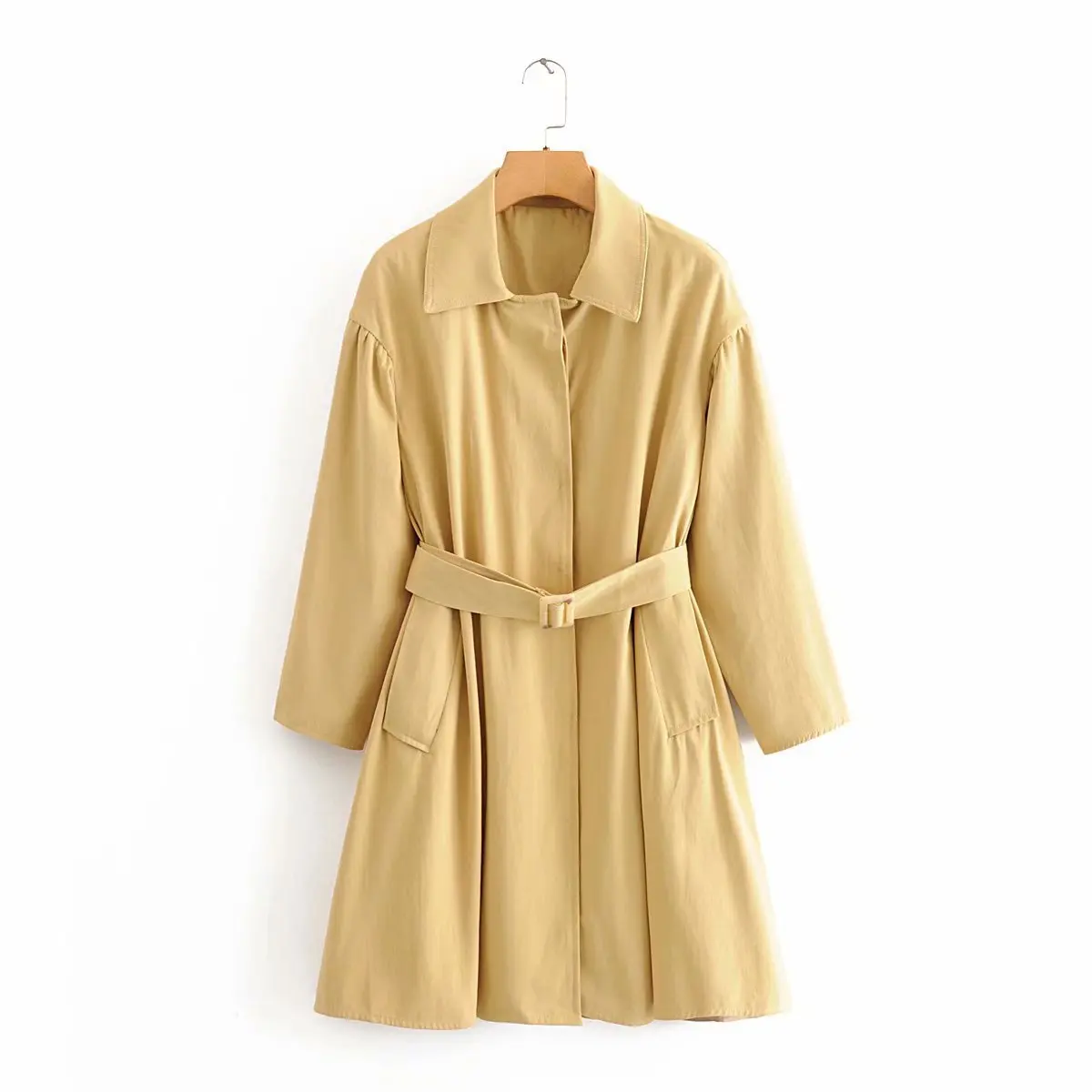 

Western Style 2019 Autumn New Style Fashion Versatile Slim Fit Slimming Cotton Linen Button down Trench Coat Coat Women's Fashio