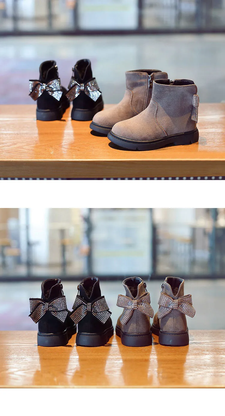 CCTWINS/детская обувь; коллекция года; Сезон Зима; модные детские ботильоны с бабочками; брендовая теплая обувь для девочек; замшевые ботинки со стразами; FB1816