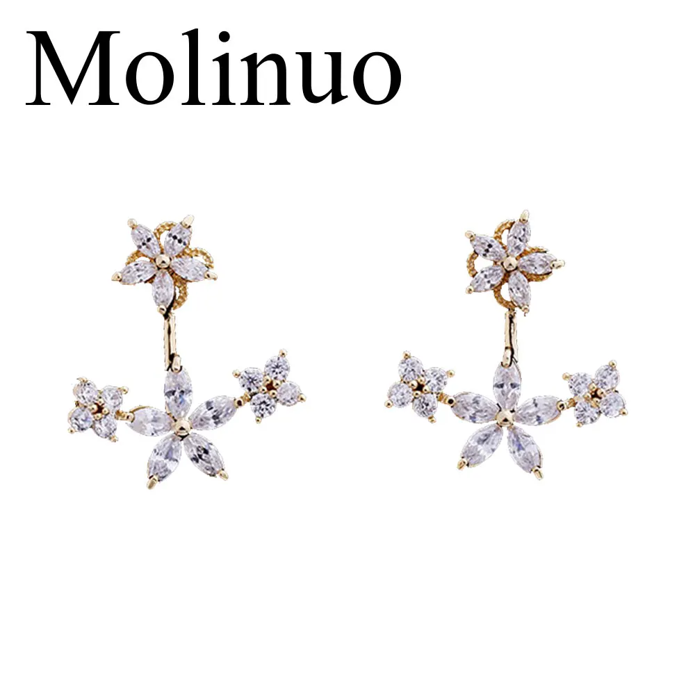 

Molinuo simple petal design earring for women high quality CZ delicate earring charming jewelry
