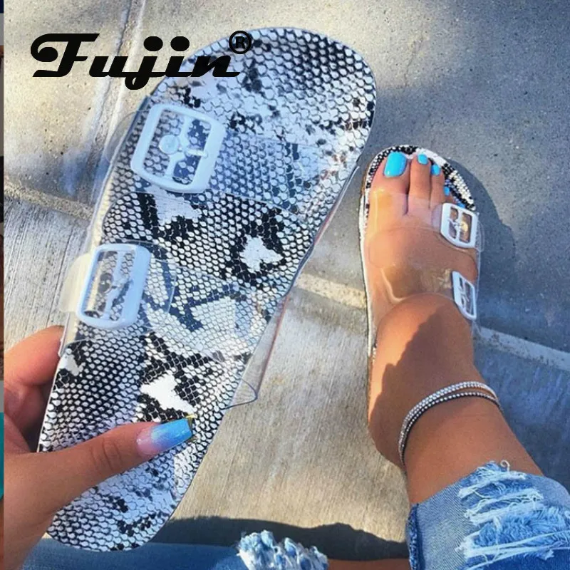 

Fujin Women Slippers Summer 2020 Flat Bottom Fashion Solid Open Toe Outside Breathable Comfortable Low Heels Causal Women Slides