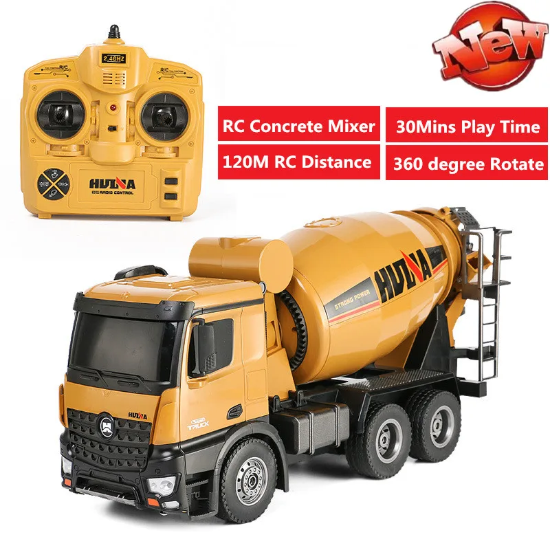 2.4G 46cm Large Alloy Concrete Mixer 1:14 10CH Big Size RC Engineering Truck Automatic Unloading 360 Degree Rotation Flips Cars 1