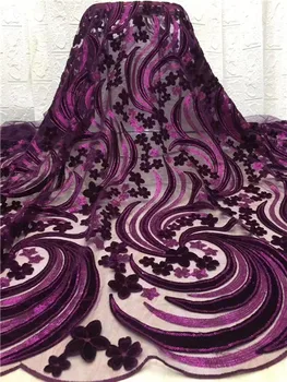 

High Quality Sequence Lace Fabric Fashion Velvet Lace Fabric 2019 Latest African Lace Fabrics with Sequins for Party