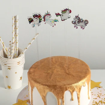

Set of toppers for cake "Happy unicorn", 4 pcs