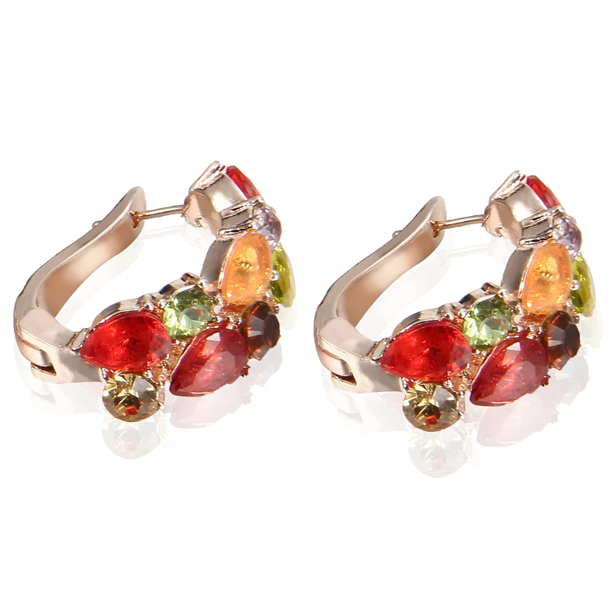 1 Pair Vintage Rhinestone Alloy Hoop Earrings Colorful Crystal Elegant Earring Charms Boho Jewelry Gift For Women