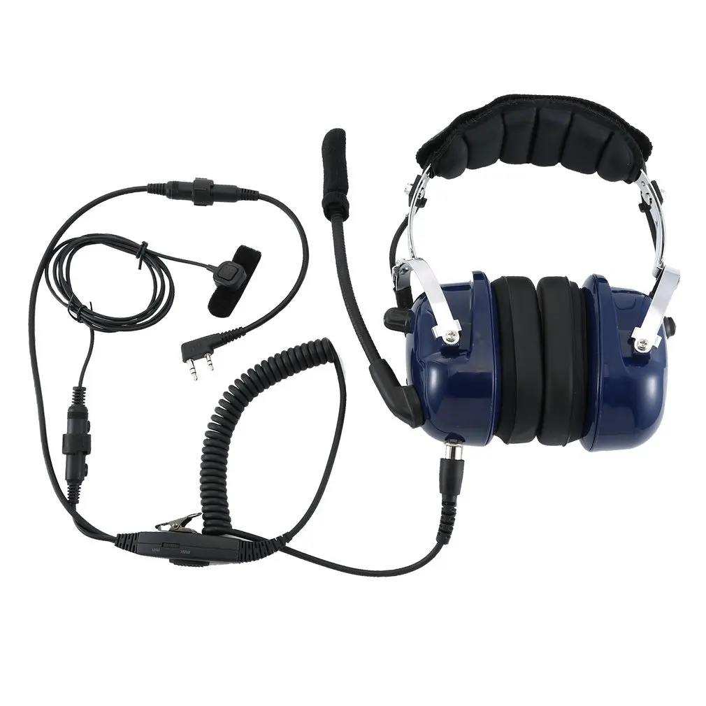 

Noise Cancelling Aviation Microphone Headset Walkie Talkie Earpiece Vox Volume Adjustment For Kenwwod Baofeng UV-5R