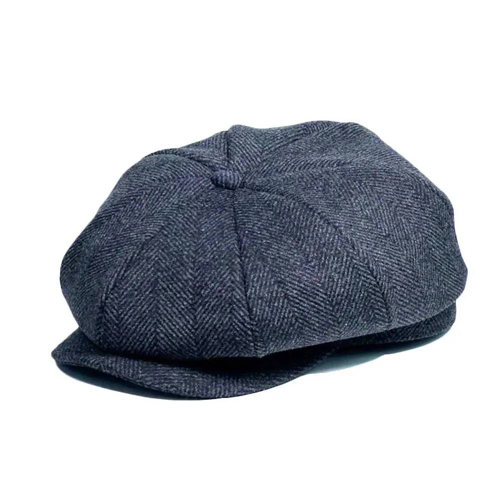Мужские Восьмиугольные шляпы в британском стиле, Зимняя шерстяная шляпа Гэтсби, кепка плюща, Кепка для гольфа, для вождения, осенняя Женская хлопковая плоская кепка газетчика, кепка s - Цвет: Темно-серый