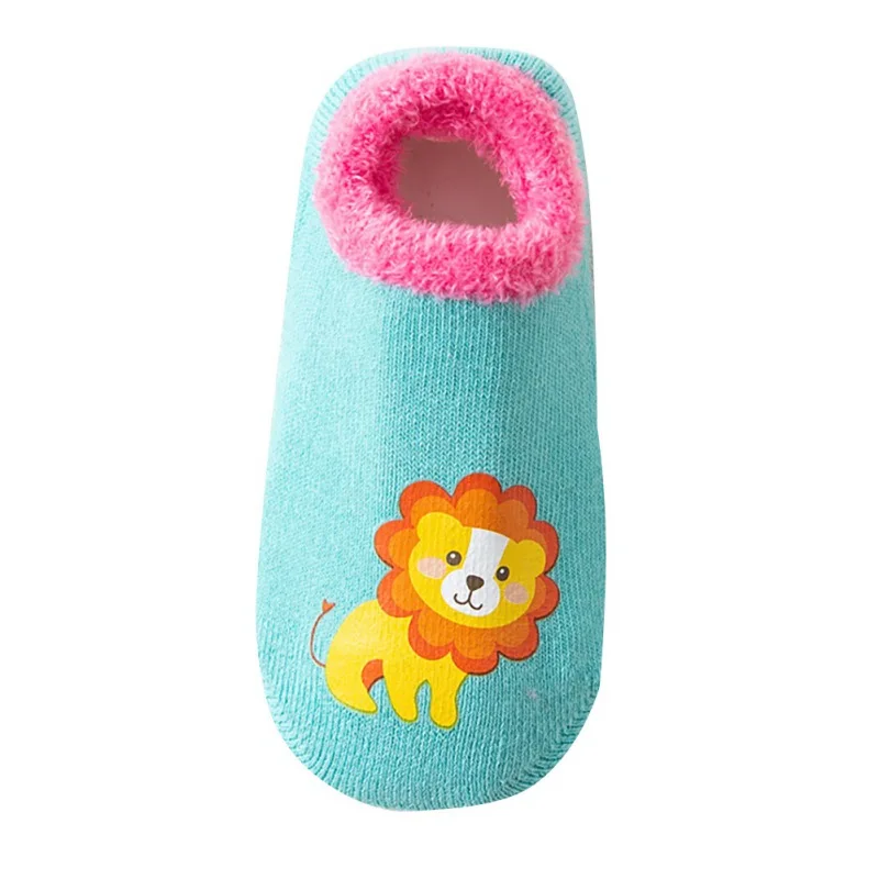 Носки для малышей От 1 до 12 лет повседневные теплые детские Нескользящие хлопковые носки-тапочки с милыми животными Детские Тапочки - Цвет: MV0127L (7)