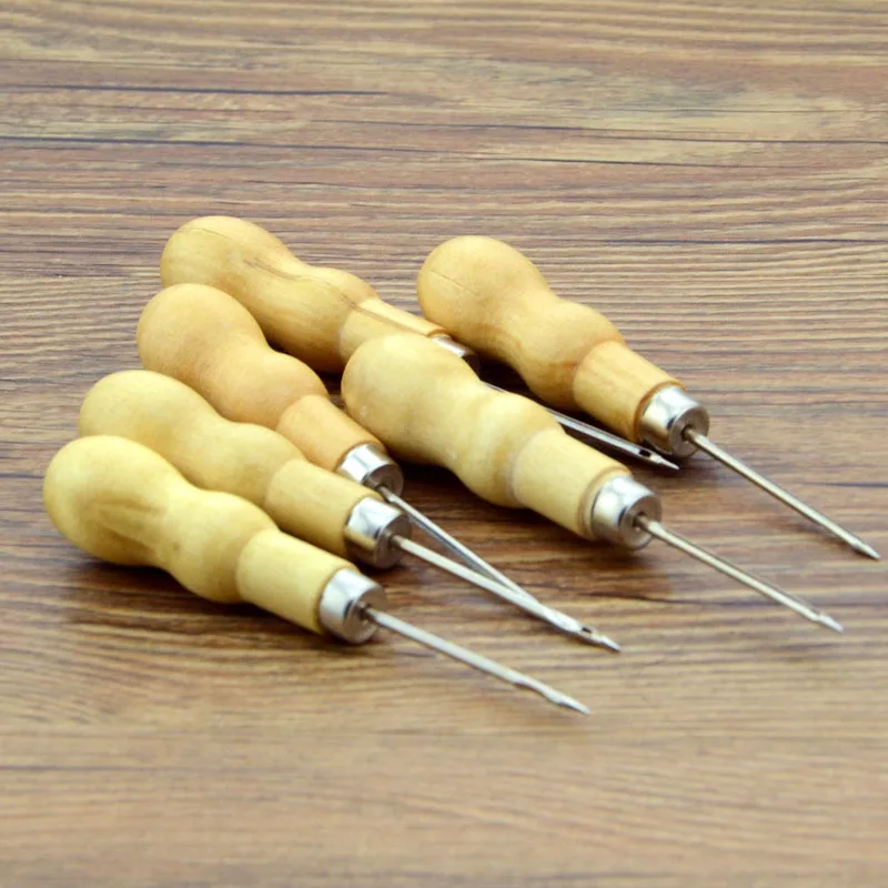 

Sewing Awl Straight Cone Stitcher Diy Wooden Handle Leather Craft Shoe Repair Puncher Positioning Drill Sewing Needle Tools G