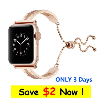 

Luxury Women Bracelet Wrist Band Strap for Apple Watch Band 44/42mm Stainless Steel WristBand for iWatch 38/40mm Metal Belt Girl