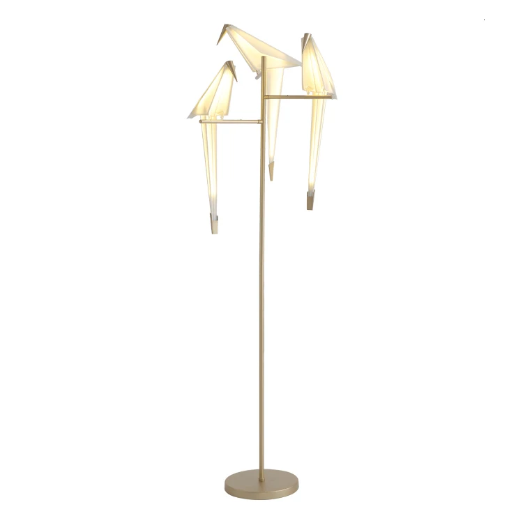 Wholesale Home Living Room Luxury Inside Brass Acrylic Bird Unique Led Standing Gold Decorative Modern Floor Lamp For Hotel