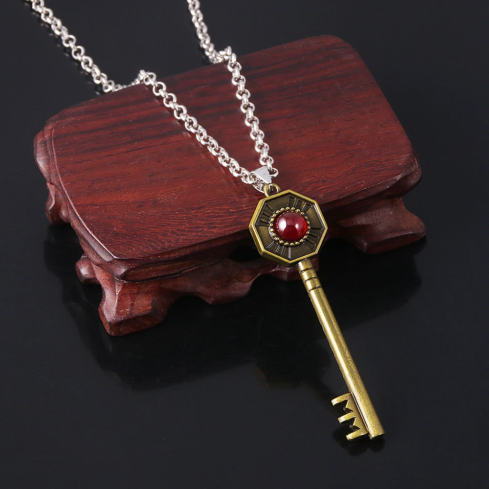 JoJos Bizarre Adventure Necklace Kujo Jotaro Key Shape Metal Pendant Necklaces For Women Men Cospaly Collect Gift