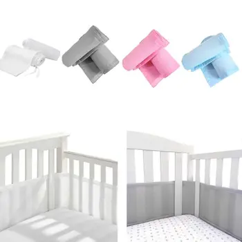 

4 Sided Baby Breathable Mesh Crib Liner Infant Cot Bumper Mesh Children Bumper Crib Liner Baby Cot Sets Bed Around Protector