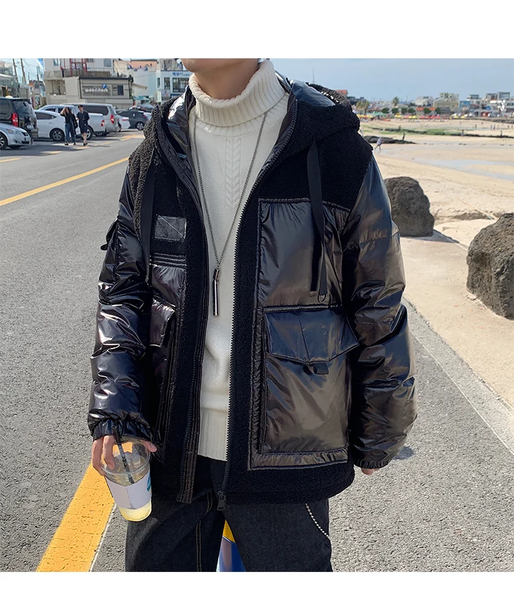 LAPPSTER Японская уличная одежда Лоскутная парка мужская шерсть хип хоп зимние куртки пальто черный хаки с капюшоном толстые куртки 5xl