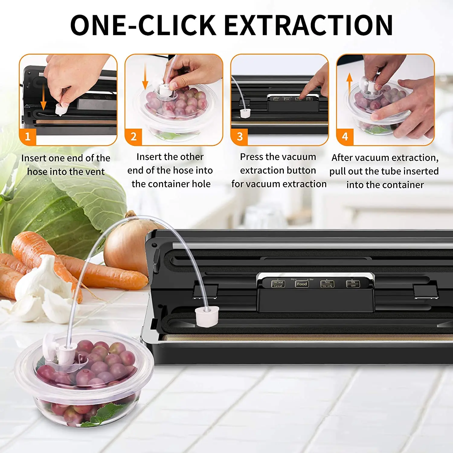 MAXFUTURE Automatic Vacuum Sealer Vac Packer Food Sealer Sous Vide FoodSaver Vacuum Sealer Machine Including 15 Vacuum Bags FREE 2