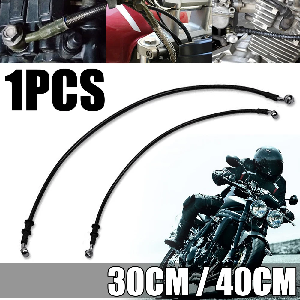 

1PC Motorcycle Off-road Braided Steel Hydraulic Brake Clutch Oil Hose Line Pipe Cable 28 Degree 30/40cm For Universal Moto