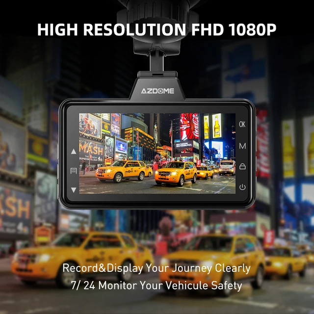AZDOME M01 Pro FHD 1080P Dash Cam 3 Inch DVR Car Driving Recorder Night Vision, Park Monitor, G-Sensor, Loop Recording for Uber 3