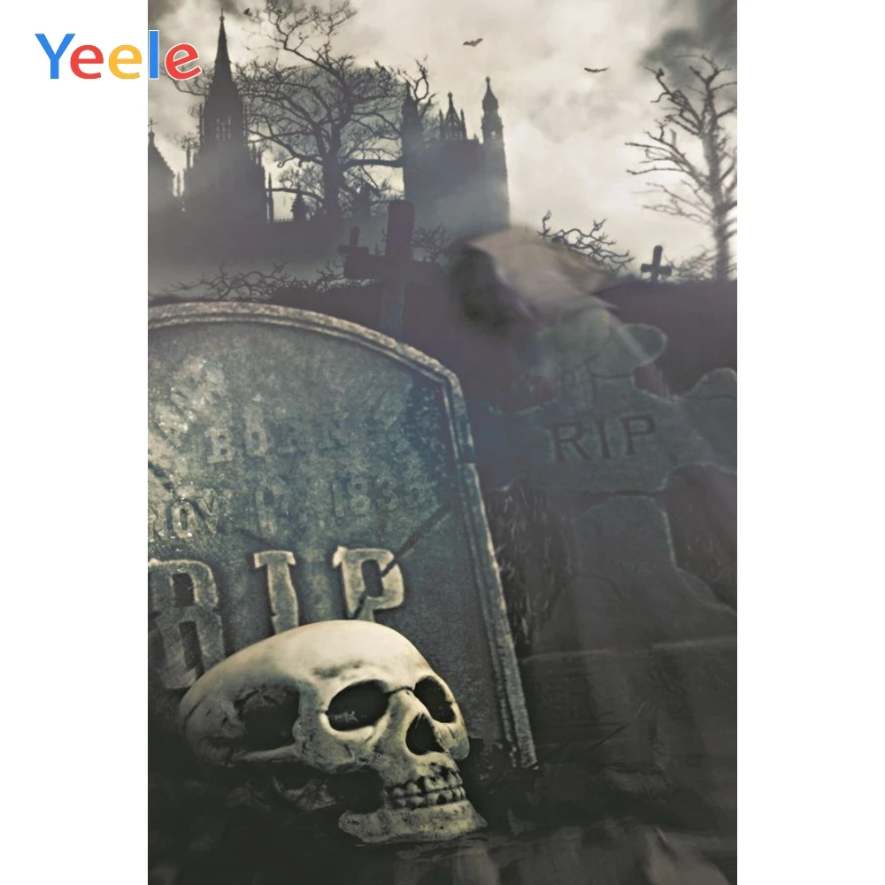 

Halloween Photo Background Castle Skull Skeleton Tombstone Rip Custom Photocall Photography Backdrop Vinyl For Photo Studio