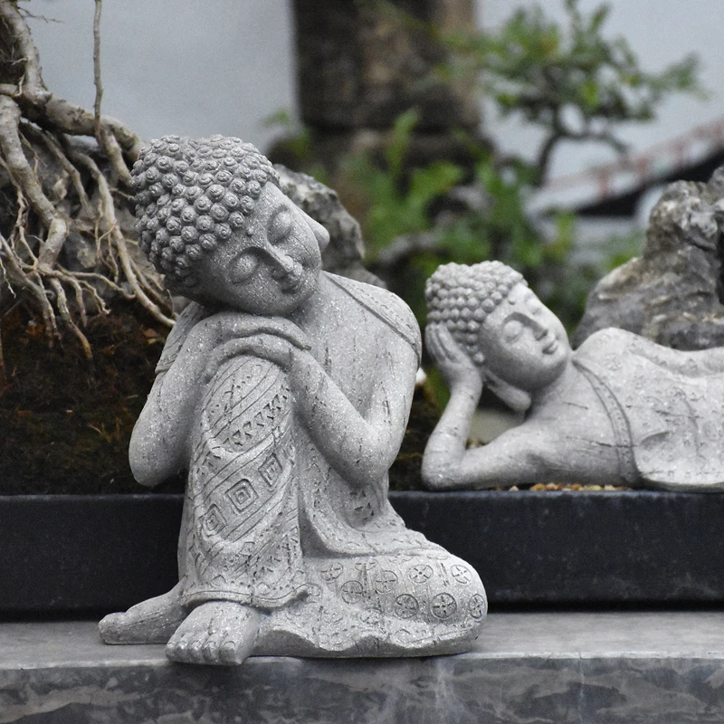 Sculptures Et Statues De Jardin-Ornements de Jardin Jardin exteacute;rieur  Balcon Courtyard Zen Small Statues Little Monk Villa De - Cdiscount Maison