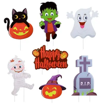 

7pcs Halloween Yard Signs Outdoor Lawn Decorations Happy Halloween Garden Scene Accessories