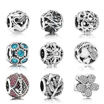 

NEW 100% Genuine 925 Sterling Silver Hollow shine pattern Charm Beads Fit Bracelet DIY bracelet The factory wholesale