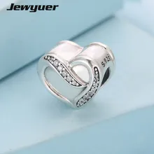 Серебряная лента любви амулеты 925 пробы серебряные ювелирные изделия бусины сердца подходят браслеты Шарм DIY для женщин Memnon BE325