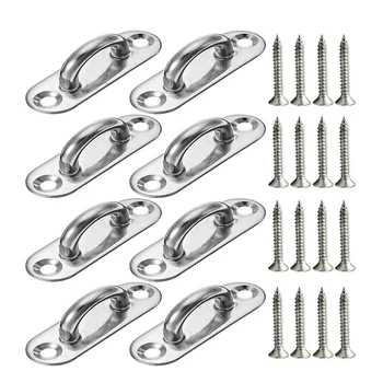 

8PCS 1.8 x 0.59 Inch Stainless Steel Ceiling Hook Pad Eye Plate Marine Hardware Staple Hook Loop Screws Mount