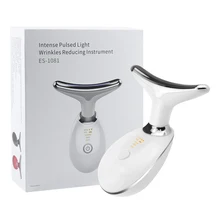 3 Colors LED Photon Therapy Neck and Face Lifting Tool IPL Vibration Skin Tighten Reduce Double Chin Anti-Wrinkle Remove Device