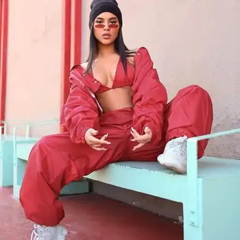 

Neon Streetwear Two Piece Set Short Women Button Long Sleeve Crop Top High Waist Pants Set 2019 Autumn Women Suit