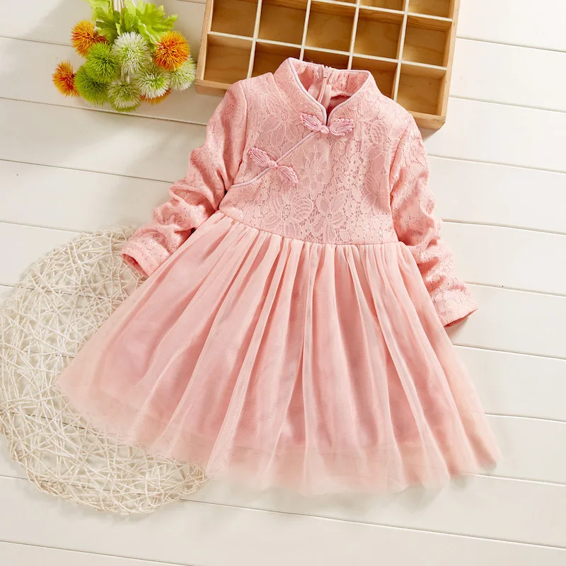 Г. Весенне-осеннее платье для девочек новые детские модные сетчатые платья в китайском стиле для детей, праздничное платье для девочек, одежда От 1 до 5 лет