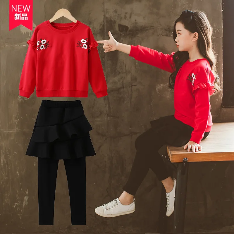 

Girls Spring And Autumn 2019 New Style Dress Outfit Korean Style Pantskirt Large Childrenswear Autumn Long Sleeve Children Two-P