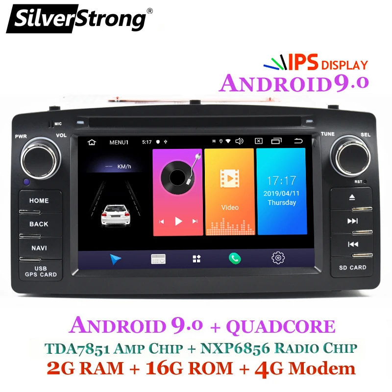 Cheap SilverStrong Android9.0 Car 2Din 4G For Toyota Corolla E120 Universal for TOYOTA Auto Radio car player 4