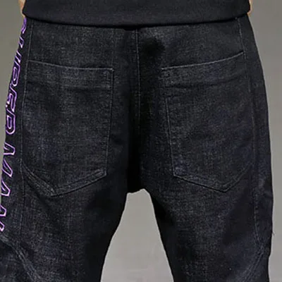 Mens Jeans Hip Hop Jeans Letter Streetwear Casual Men Pants Black Blue Clothes New Spring Autumn Loose Trousers Big Size