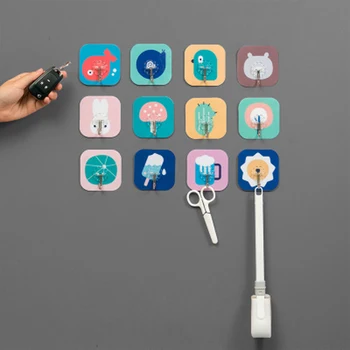 

10Pcs/Lot Home Organizer Bathroom Wall Decorative Cartoon Robe Hook Hanger Holder With Glue Ktichen Suction Viscose Hooks