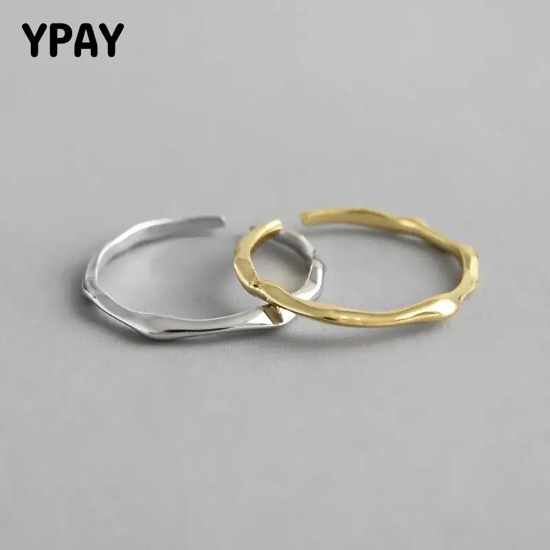 Женское кольцо с открытым кольцом YPAY регулируемое тонкое на палец из натуральной
