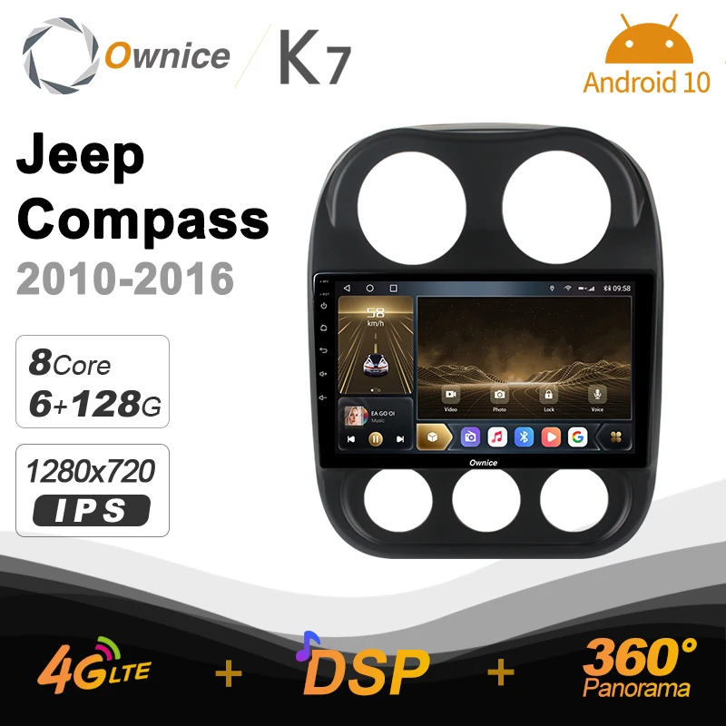 Автомобильный радиоприемник K7 Ownice ОЗУ 6 ГБ хранилище 128 Android 10 0 для Jeep Compass 1 MK 2009-2015