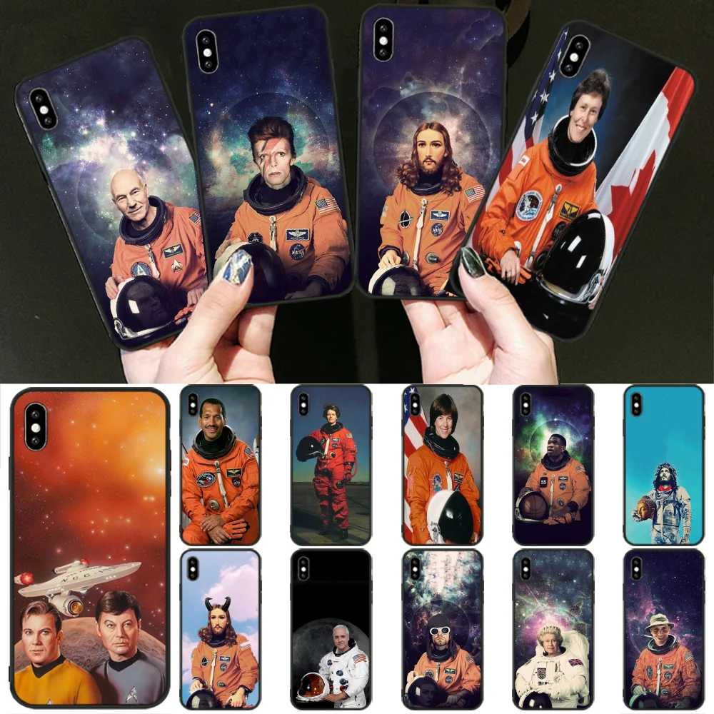 BaweiTE Забавный астронавт ТПУ Черный чехол для телефона Корпус iPhone 11 pro XS MAX 8 7 6 6S Plus X