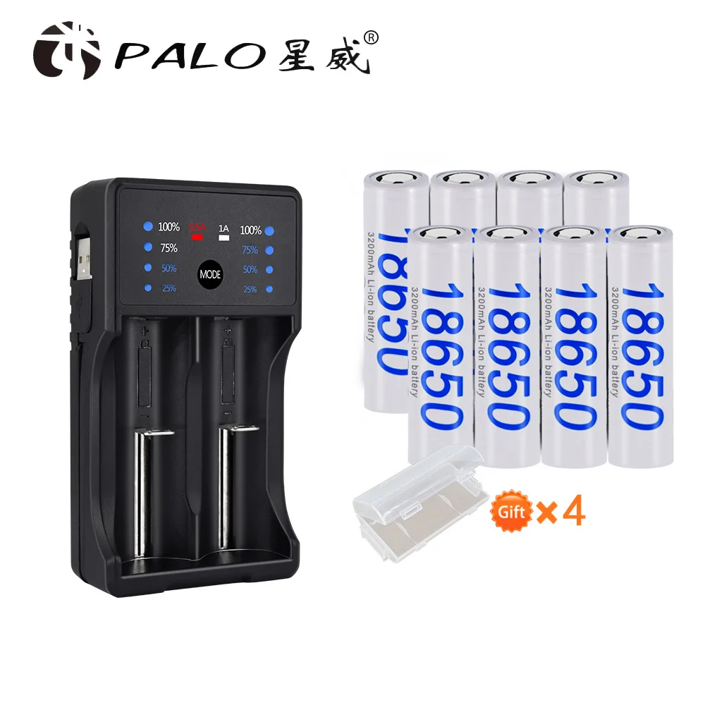 8PCS-nc572 Аккумулятор 18650 3,7 V 4 шт Перезаряжаемый 18650 литий-ионный аккумулятор 3200mAh+ 18650 зарядное устройство для аккумулятора фонарика - Цвет: 8PCS-nc572