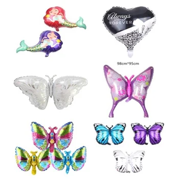 

1Pc/5Pcs Mermaid Block Heart Butterfly Shape Foil Inflatable Balloons Wedding Party Halloween Decoration Party Supplies