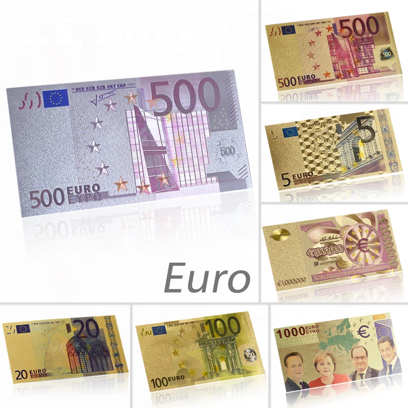 WR цветные евро 500 Поддельные Банкноты серебряная фольга евро банкноты сбор бумажных денег банкноты для сувенира подарок Прямая поставка