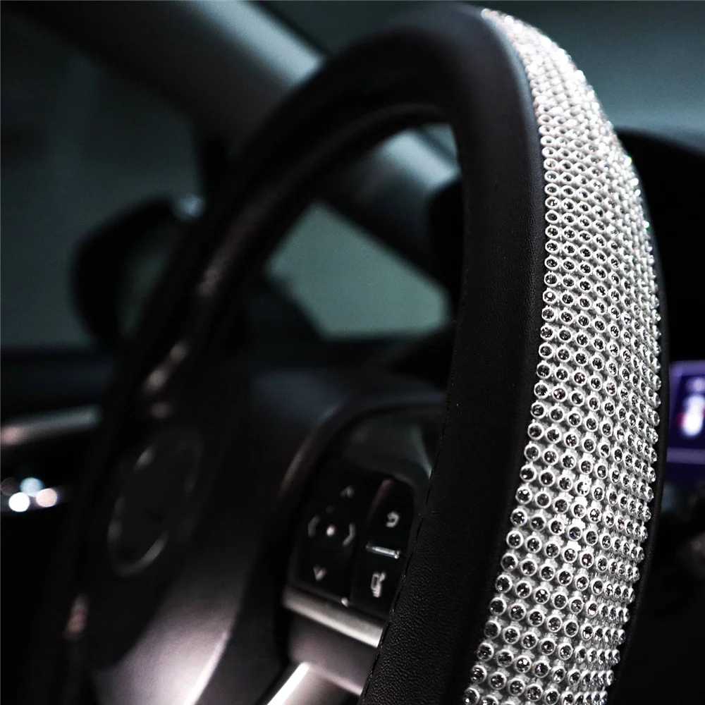 36CM/38CM PU Leather Diamond Steering Wheel Cover Rhinestone Crystal Bling  For VW Opel Toyota Nissan Ford Car Accessories AliExpress
